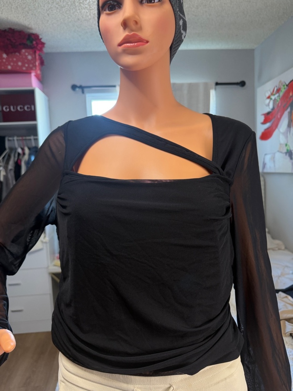 Black Asymmetric Cutout Blazer-Style Jacket